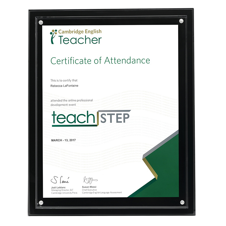 Black Frame Certificate Holder Insert 8" x 10"